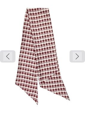 Thomas Wylde Burgundy and White Skull Pattern Silk Scarf Wrap